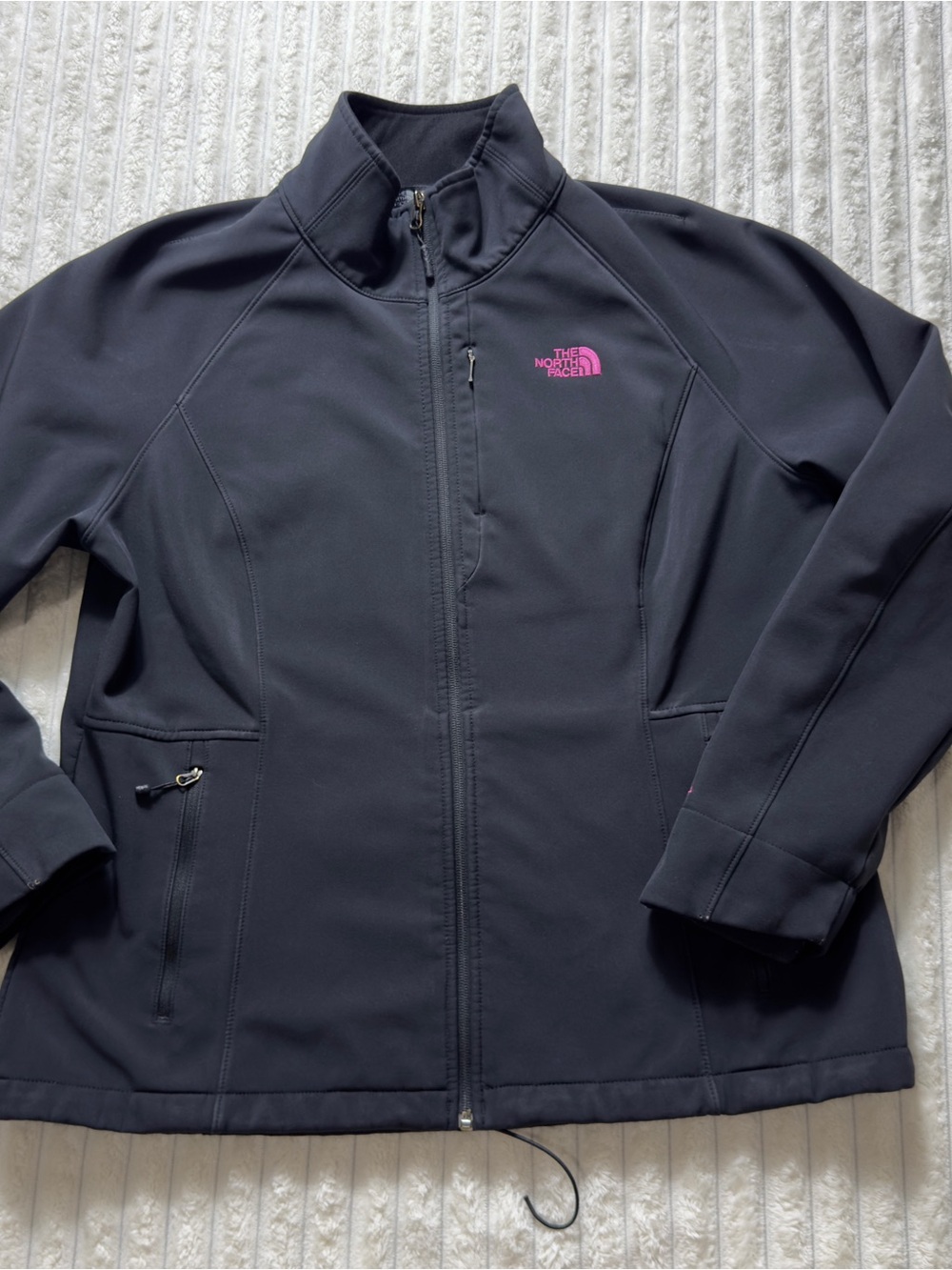 The North Face WindWall Women's Black Full Zip Jacket Pockets Logo Size XL